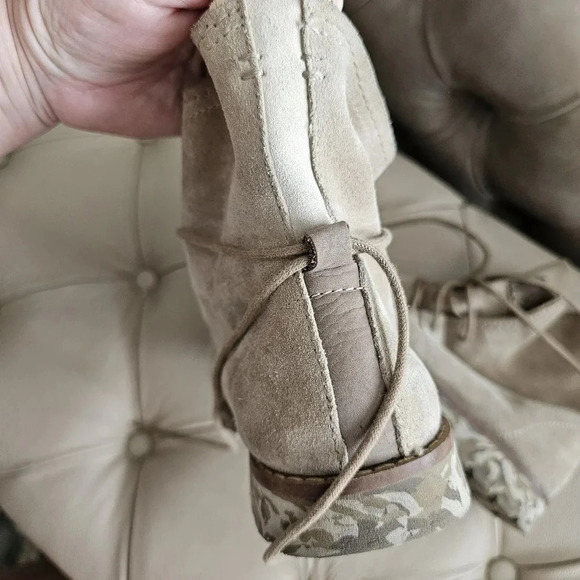 Bussola Combat Boots Lightweight Leather Suede Taupe Beige Camo size 9.5 Italy - Picture 4 of 8